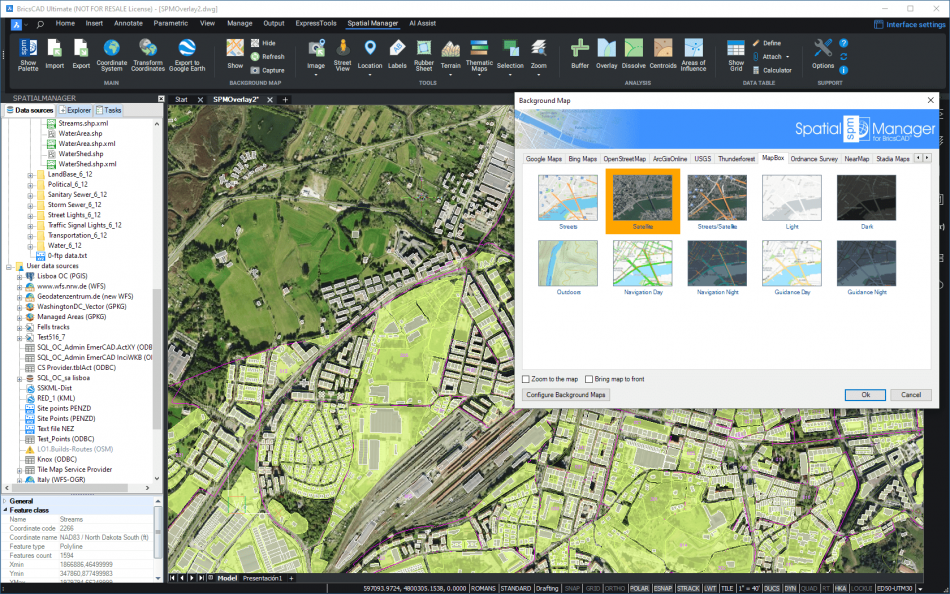 'Background Map' applied in a sample drawing