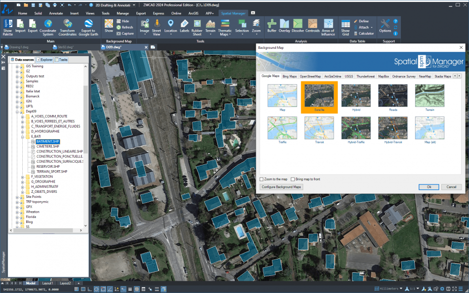 'Background Map' applied in a sample drawing