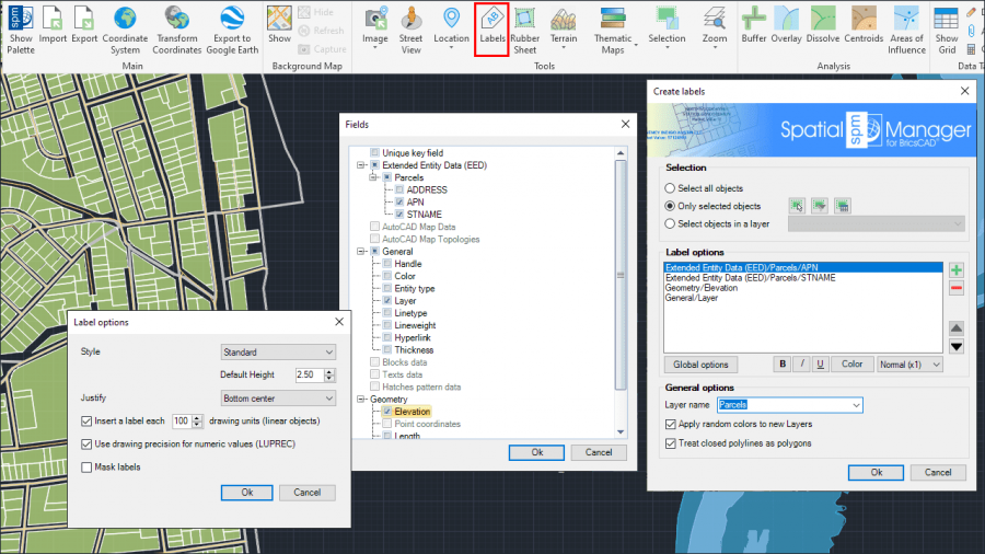 Labeling entities data in the drawing