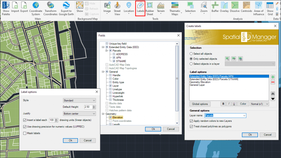 Labeling entities data in the drawing