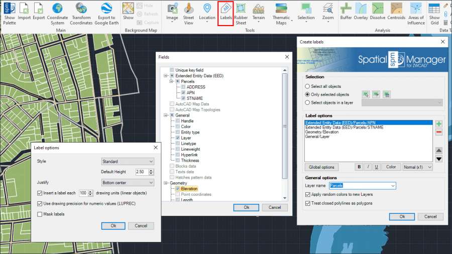 Labeling entities data in the drawing