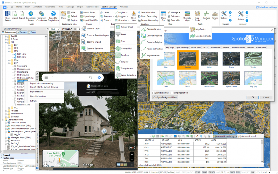 Spatial Manager™ for BricsCAD preview screen