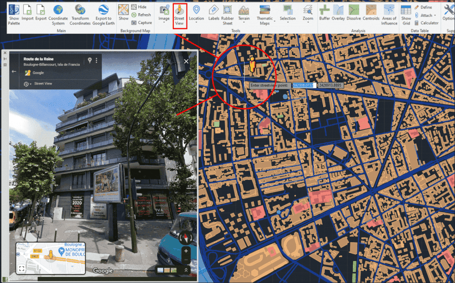 Street View - Selecting street point and palette